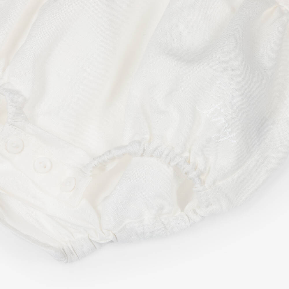 Tinycottons-Baby Girls White Cotton & Linen Shortie | Childrensalon
