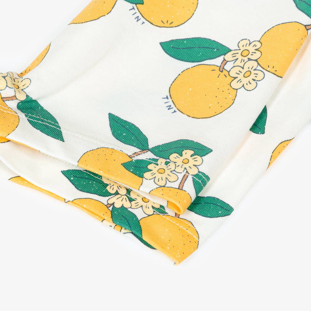 Tinycottons-Baby Girls White Cotton Orange Print Shorts | Childrensalon