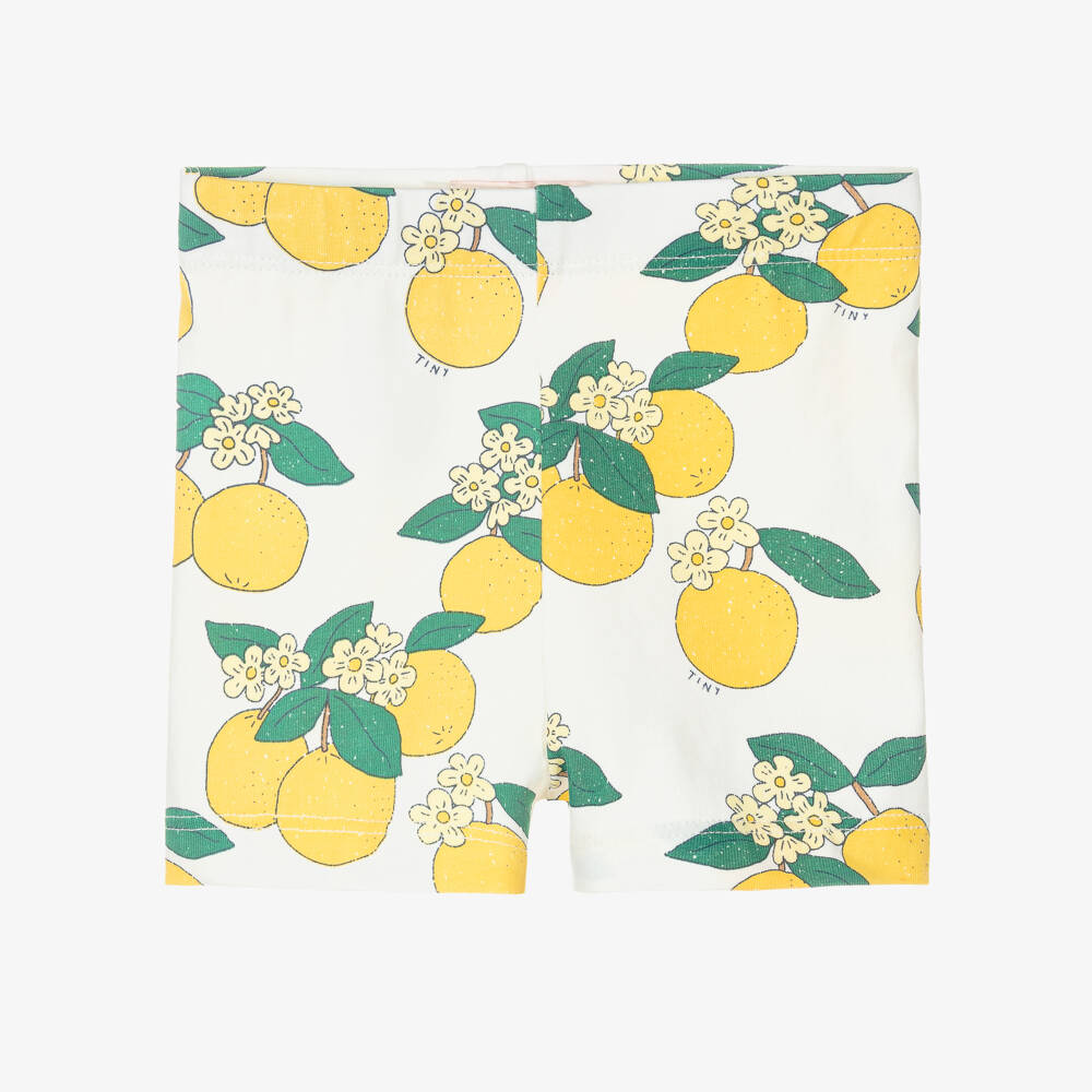 Tinycottons-Baby Girls White Cotton Orange Print Shorts | Childrensalon