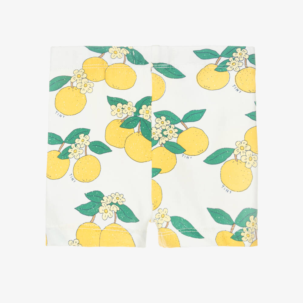 Tinycottons-Baby Girls White Cotton Orange Print Shorts | Childrensalon