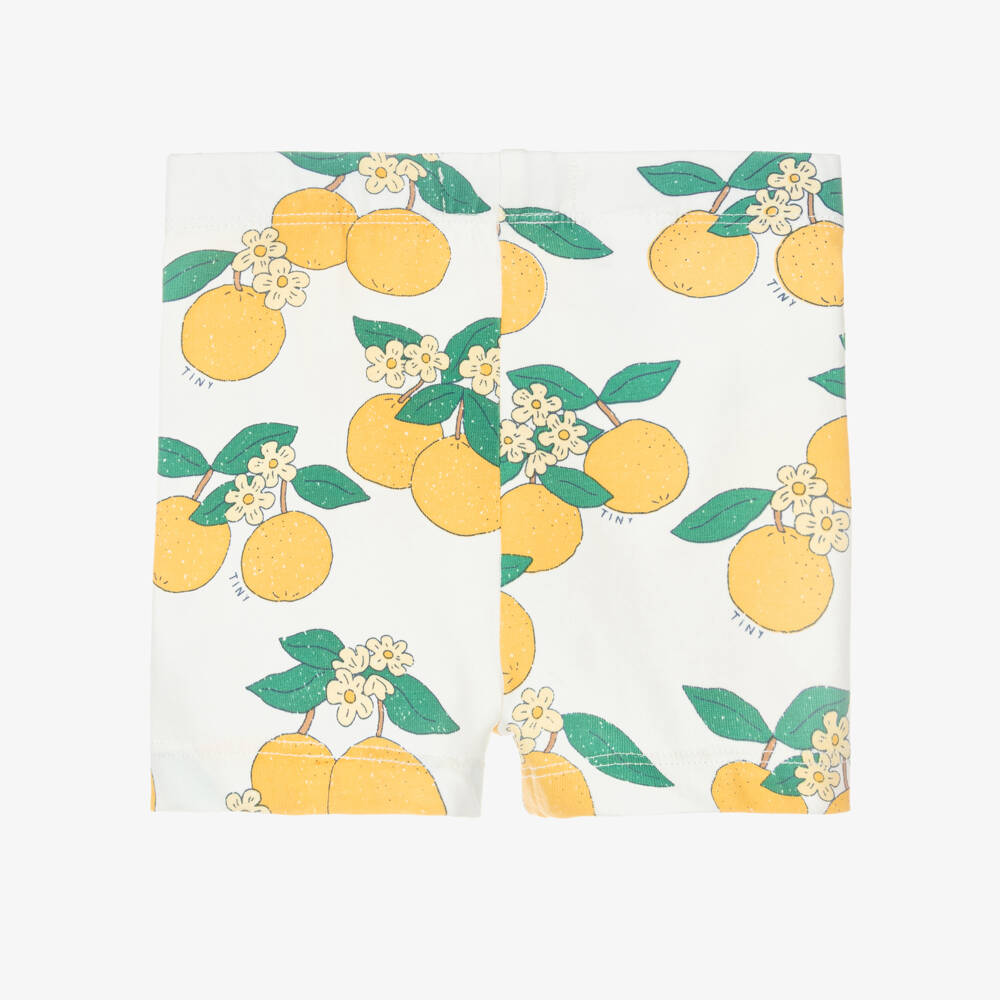 Tinycottons-Baby Girls White Cotton Orange Print Shorts | Childrensalon