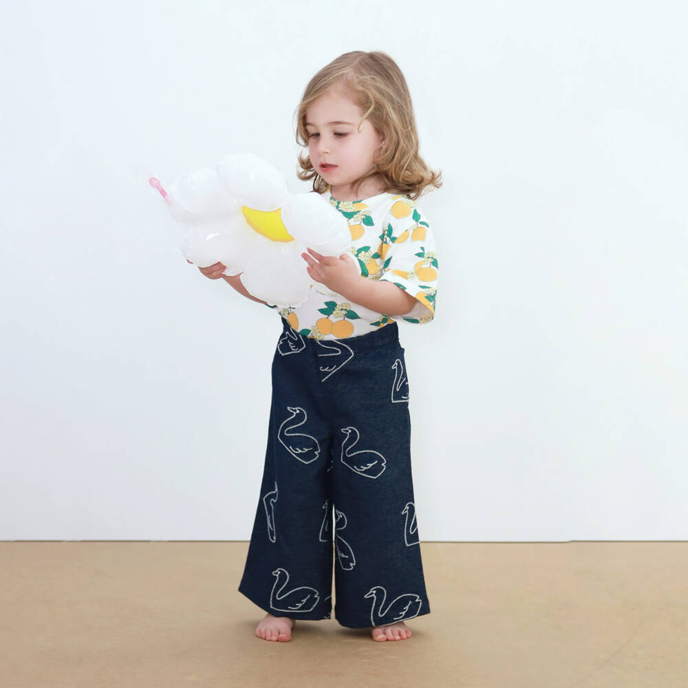 Tinycottons-Baby Girls White Cotton Orange Print T-Shirt | Childrensalon