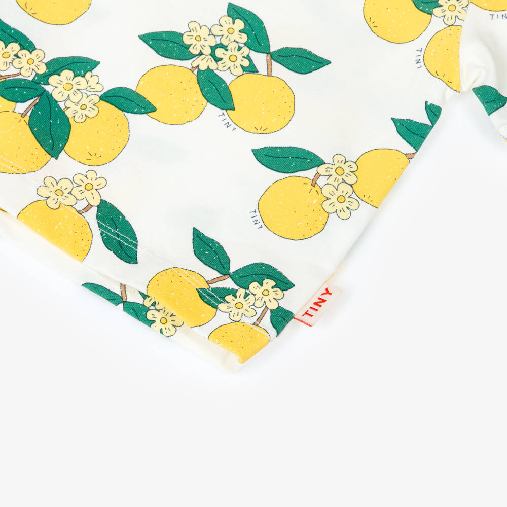 Tinycottons-Baby Girls White Cotton Orange Print T-Shirt | Childrensalon