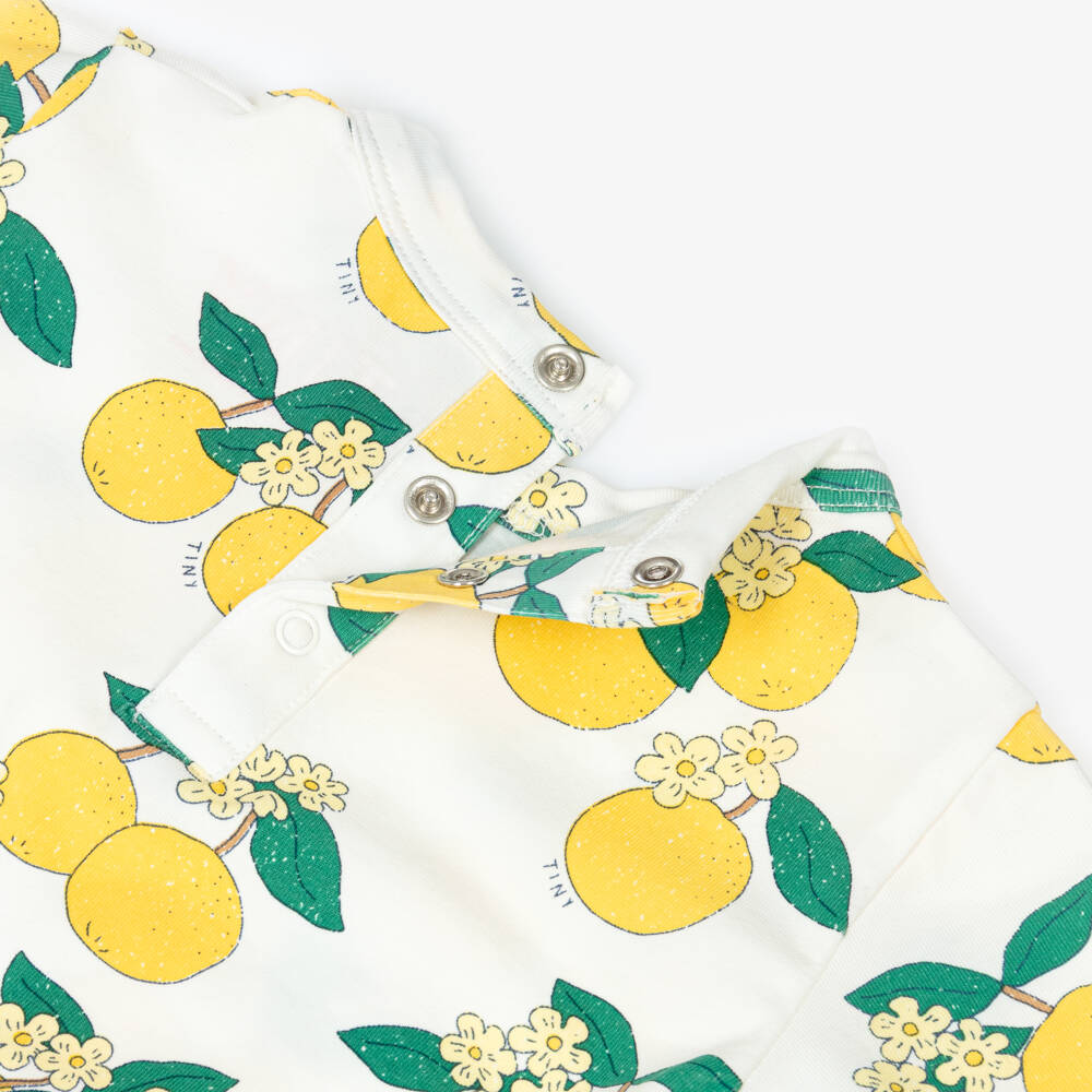 Tinycottons-Baby Girls White Cotton Orange Print T-Shirt | Childrensalon