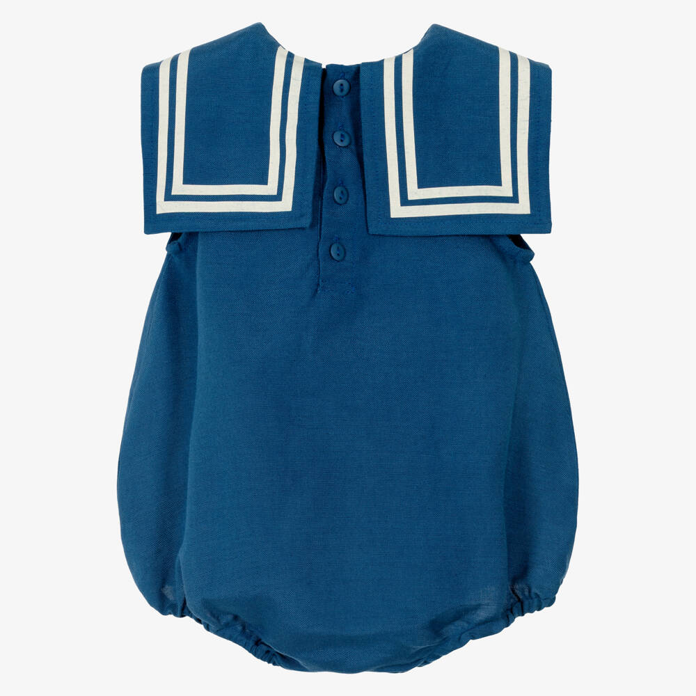 Tinycottons-Blue Cotton & Linen Sailor Shortie | Childrensalon
