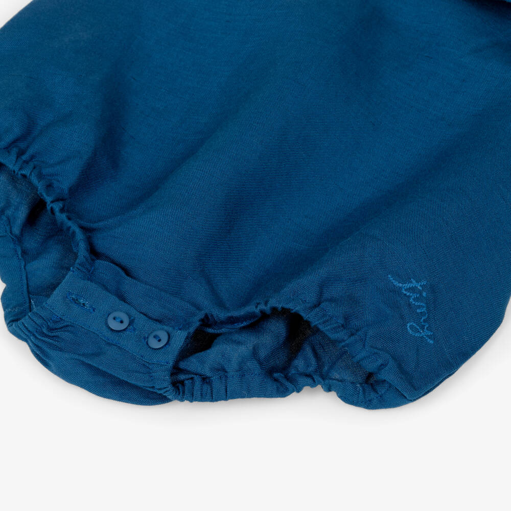 Tinycottons-Blue Cotton & Linen Sailor Shortie | Childrensalon
