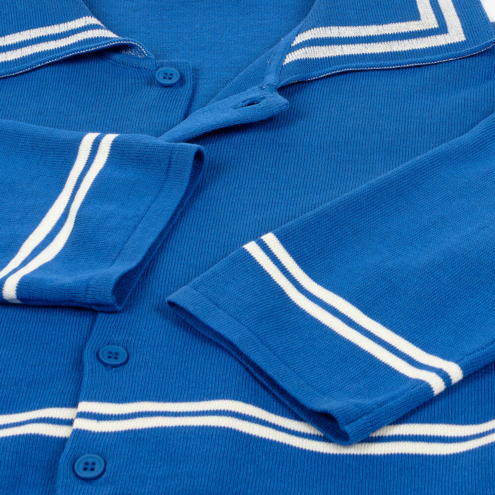 Tinycottons-Girls Blue Cotton Knit Sailor Cardigan | Childrensalon
