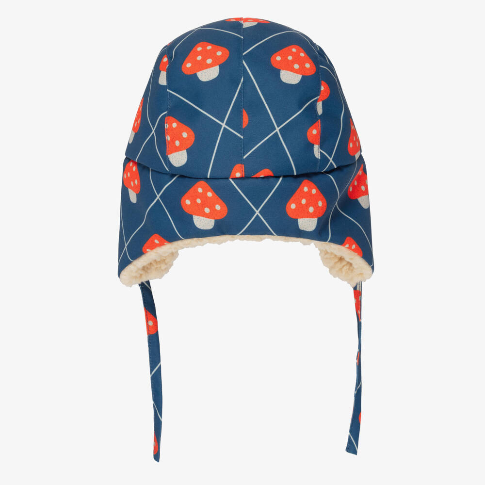 Tinycottons-Girls Blue Mushroom Print Trapper Hat | Childrensalon