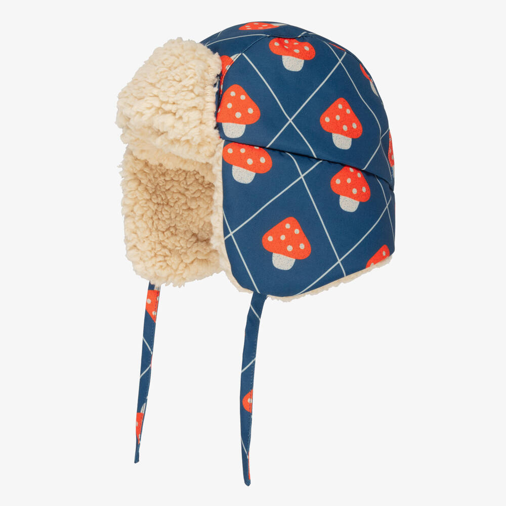 Tinycottons-Girls Blue Mushroom Print Trapper Hat | Childrensalon