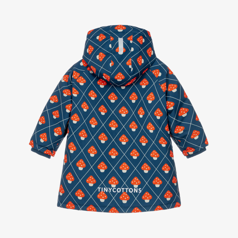 Tinycottons-Girls Blue Mushroom Print Waterproof Coat | Childrensalon
