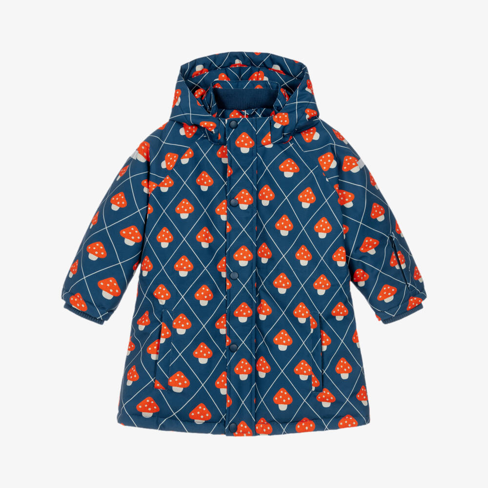 Tinycottons-Girls Blue Mushroom Print Waterproof Coat | Childrensalon