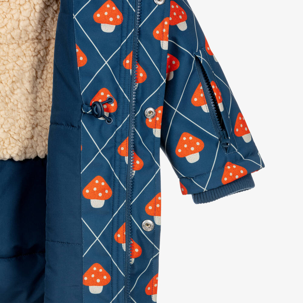 Tinycottons-Girls Blue Mushroom Print Waterproof Coat | Childrensalon