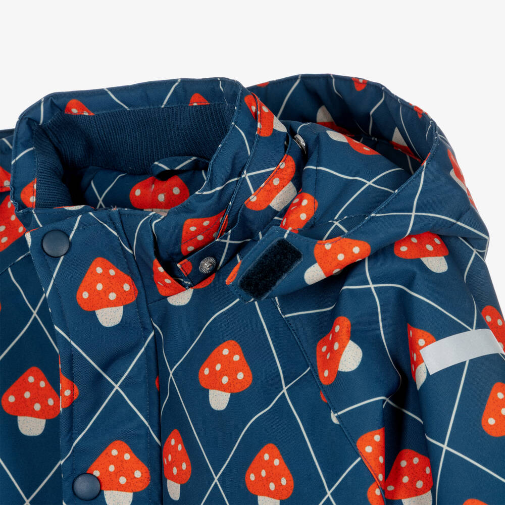 Tinycottons-Girls Blue Mushroom Print Waterproof Coat | Childrensalon