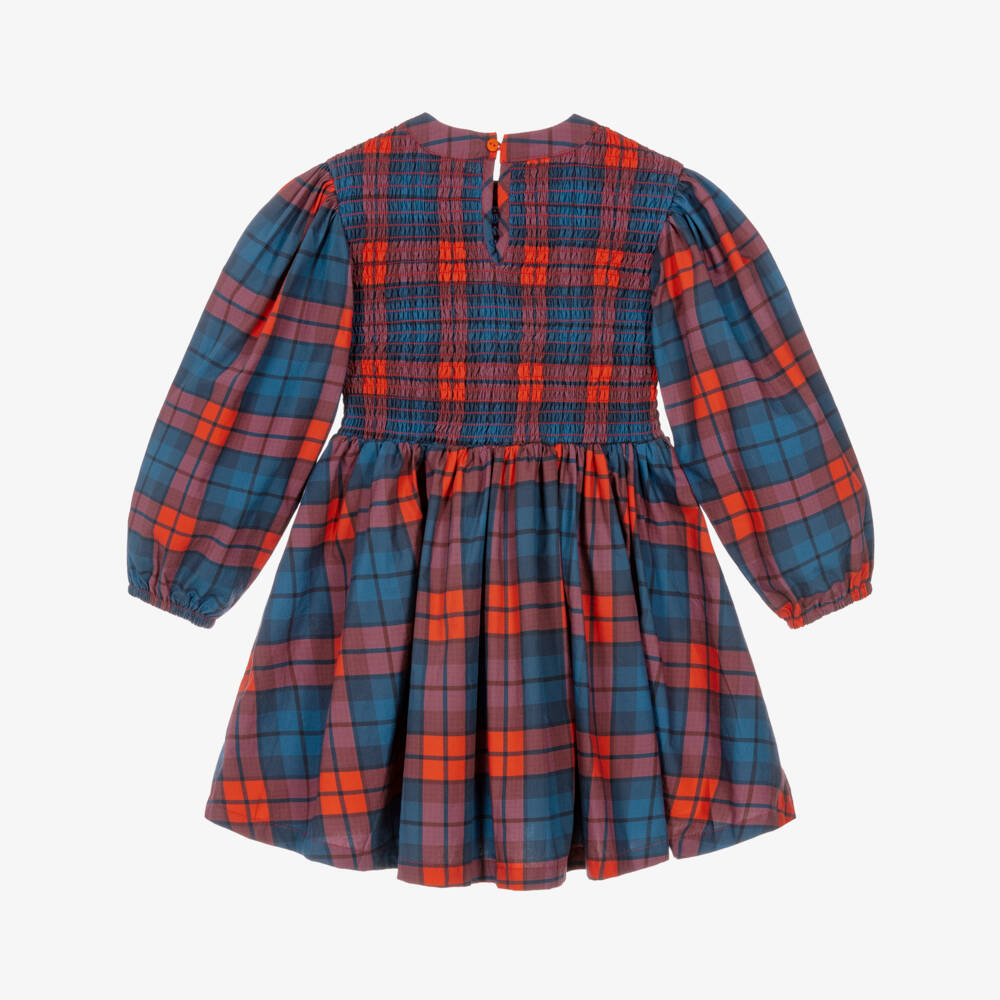 Tinycottons-Girls Blue & Red Tartan Check Cotton Dress | Childrensalon