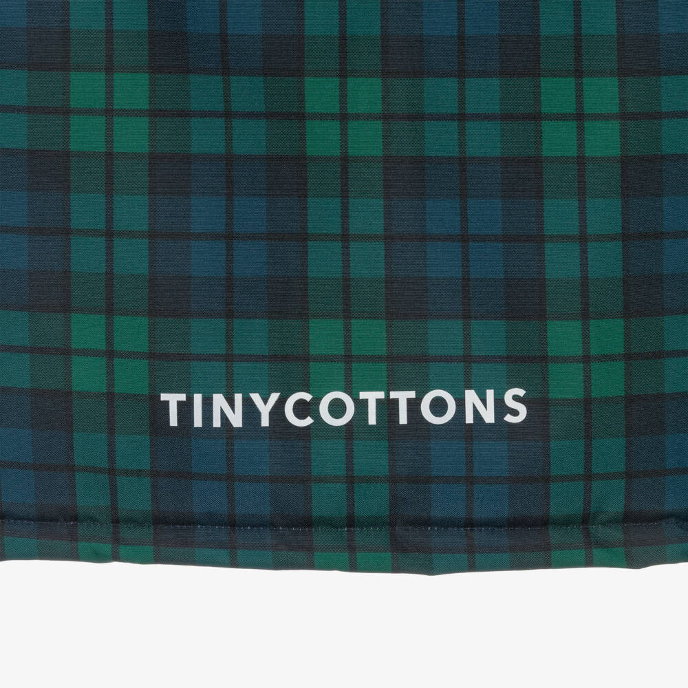 Tinycottons-Girls Green & Blue Tartan Check Hooded Coat | Childrensalon