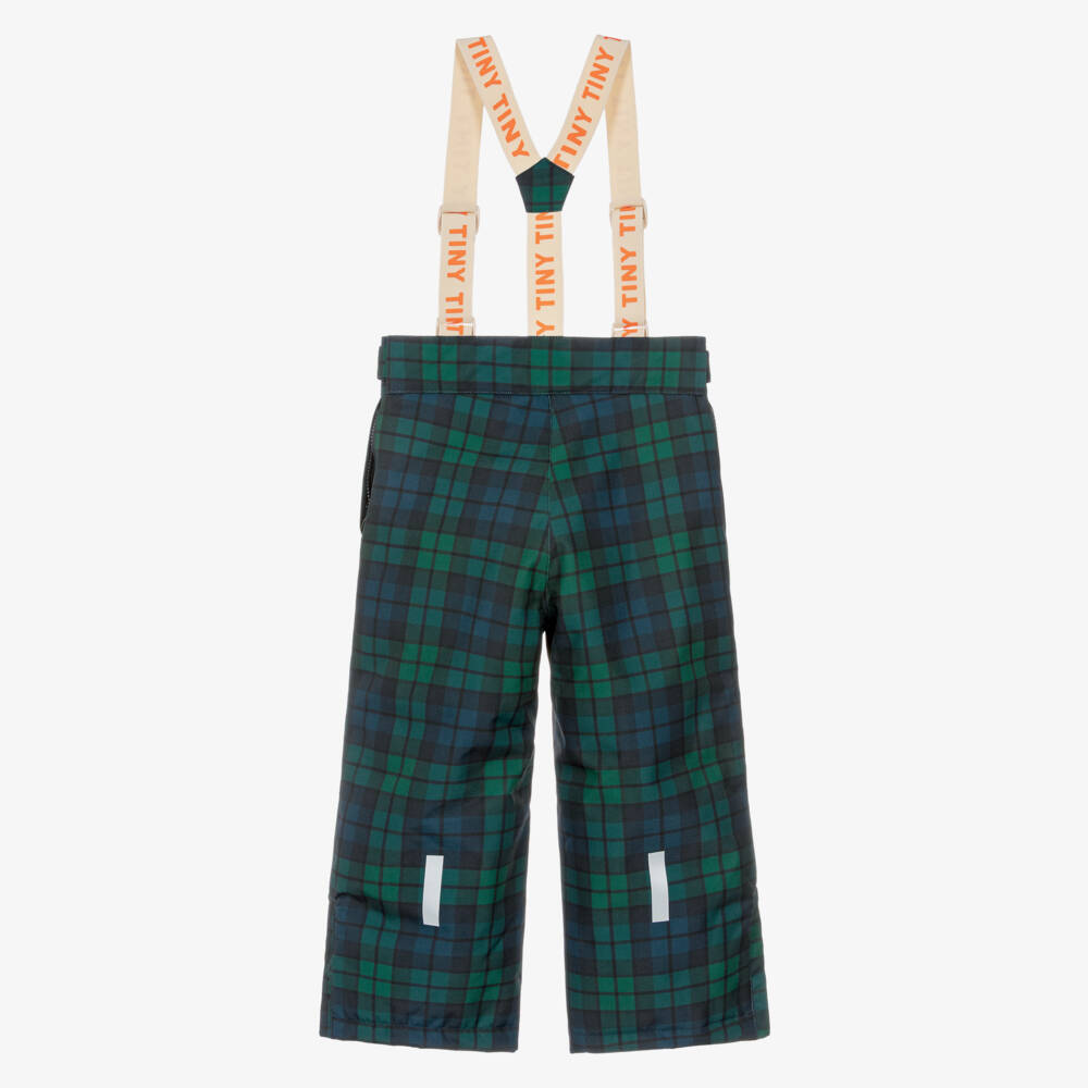 Tinycottons-Girls Green & Blue Tartan Check Ski Pants | Childrensalon