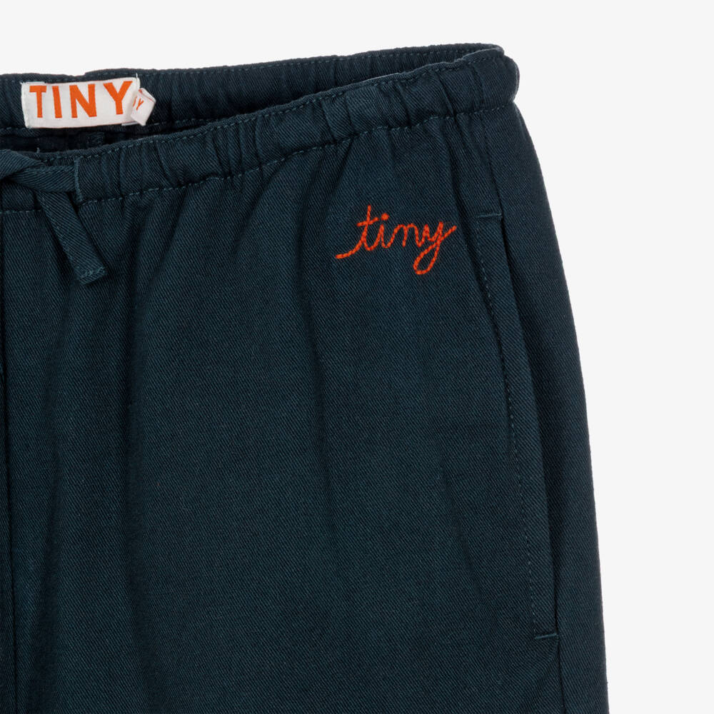 Tinycottons-Girls Ink Blue Cotton Twill Trousers | Childrensalon