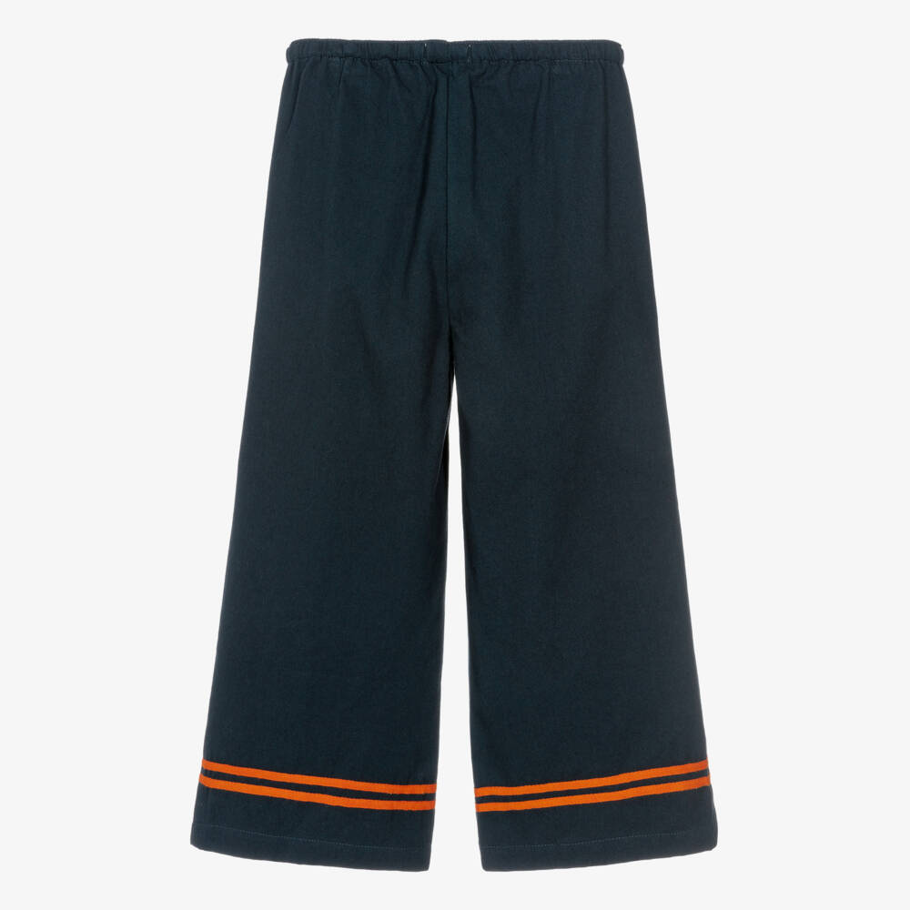 Tinycottons-Girls Ink Blue Cotton Twill Trousers | Childrensalon