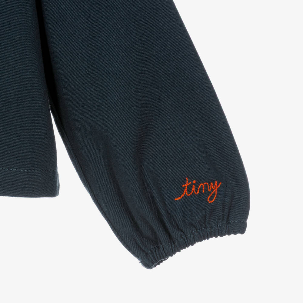 Tinycottons-Girls Ink Blue Twill Blouse with Ruffled Collar | Childrensalon