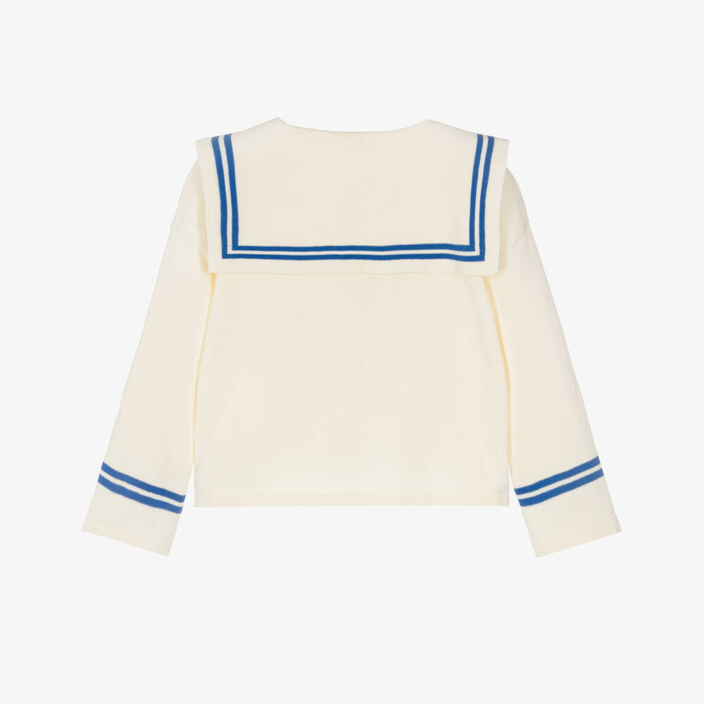 Tinycottons-Girls Ivory Cotton Sailor Top | Childrensalon