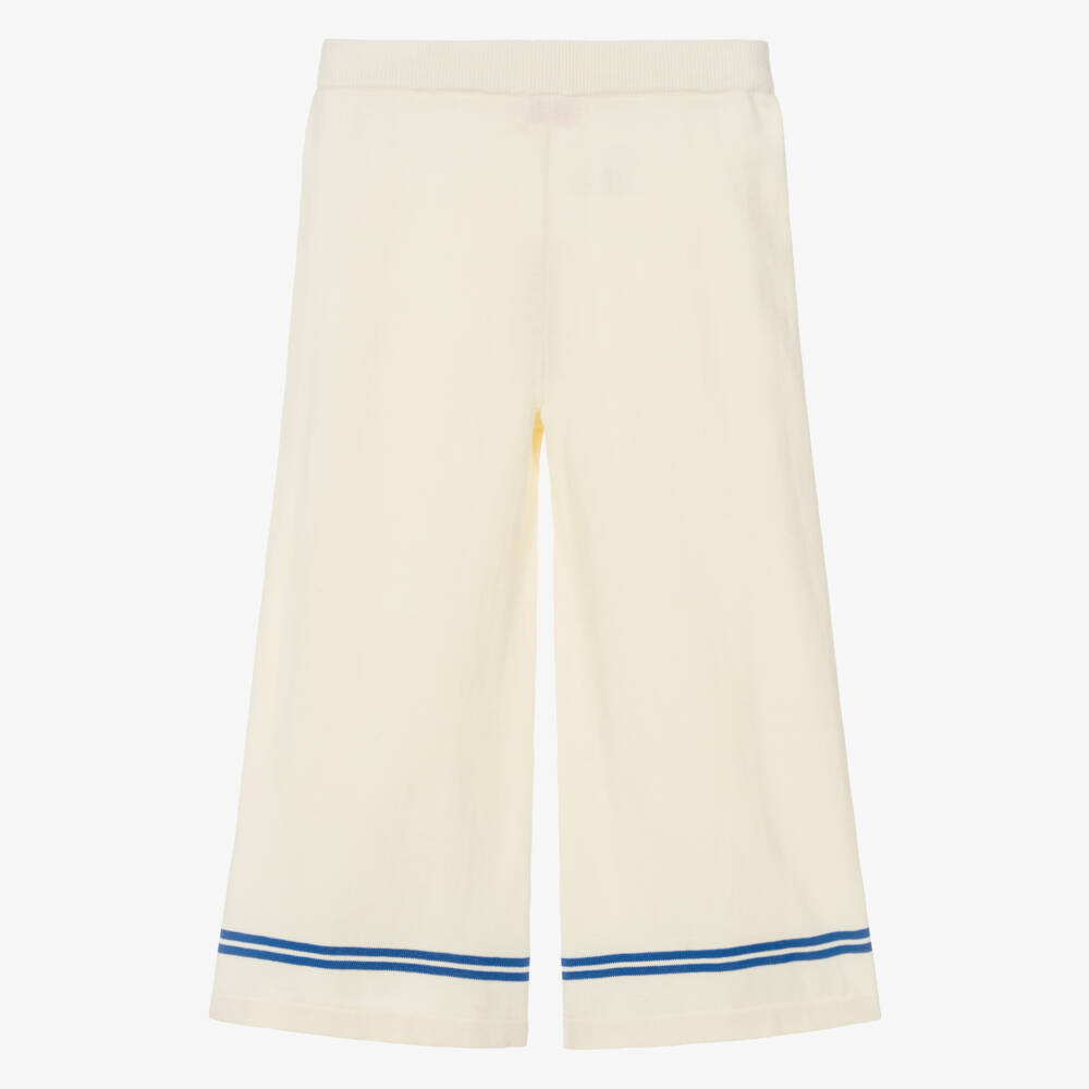 Tinycottons-Girls Ivory Knitted Cotton Drawstring Trousers | Childrensalon