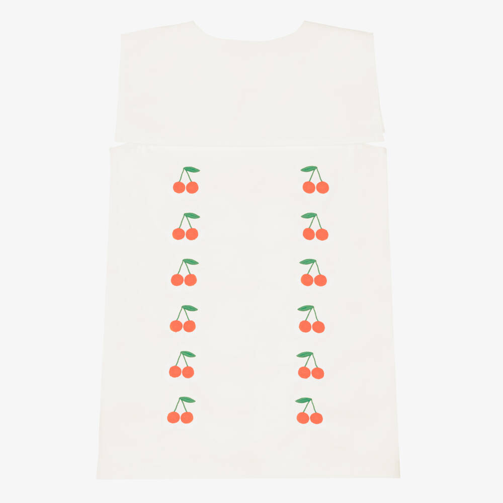 Tinycottons-Girls Off-White Cotton Dress with Embroidered Cherries | Childrensalon
