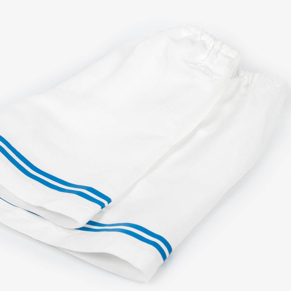 Tinycottons-Шорты кремовые из хлопка и льна с синей полоской для девочек | Childrensalon