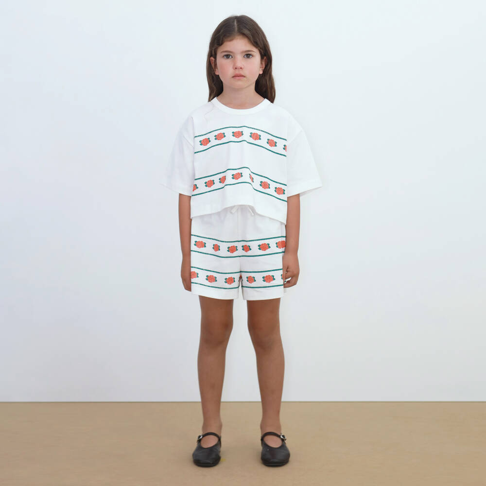 Tinycottons-Футболка из хлопка кремовая с розовым принтом для девочек | Childrensalon