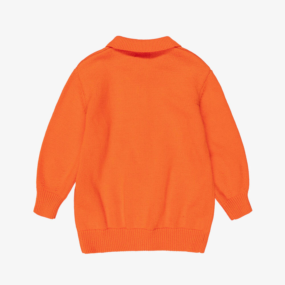 Tinycottons-Girls Orange Deer Motif Cardigan | Childrensalon