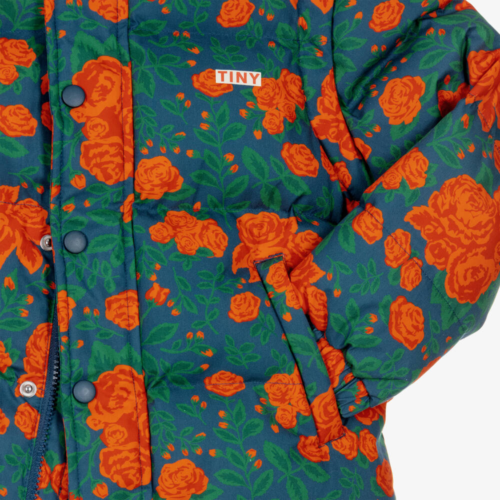 Tinycottons-Girls Orange Rose Print Jacket with Detachable Sleeves | Childrensalon