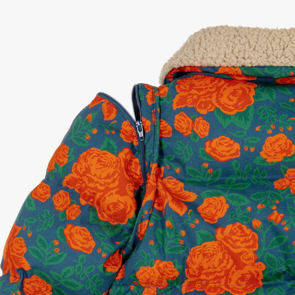 Tinycottons-Girls Orange Rose Print Jacket with Detachable Sleeves | Childrensalon
