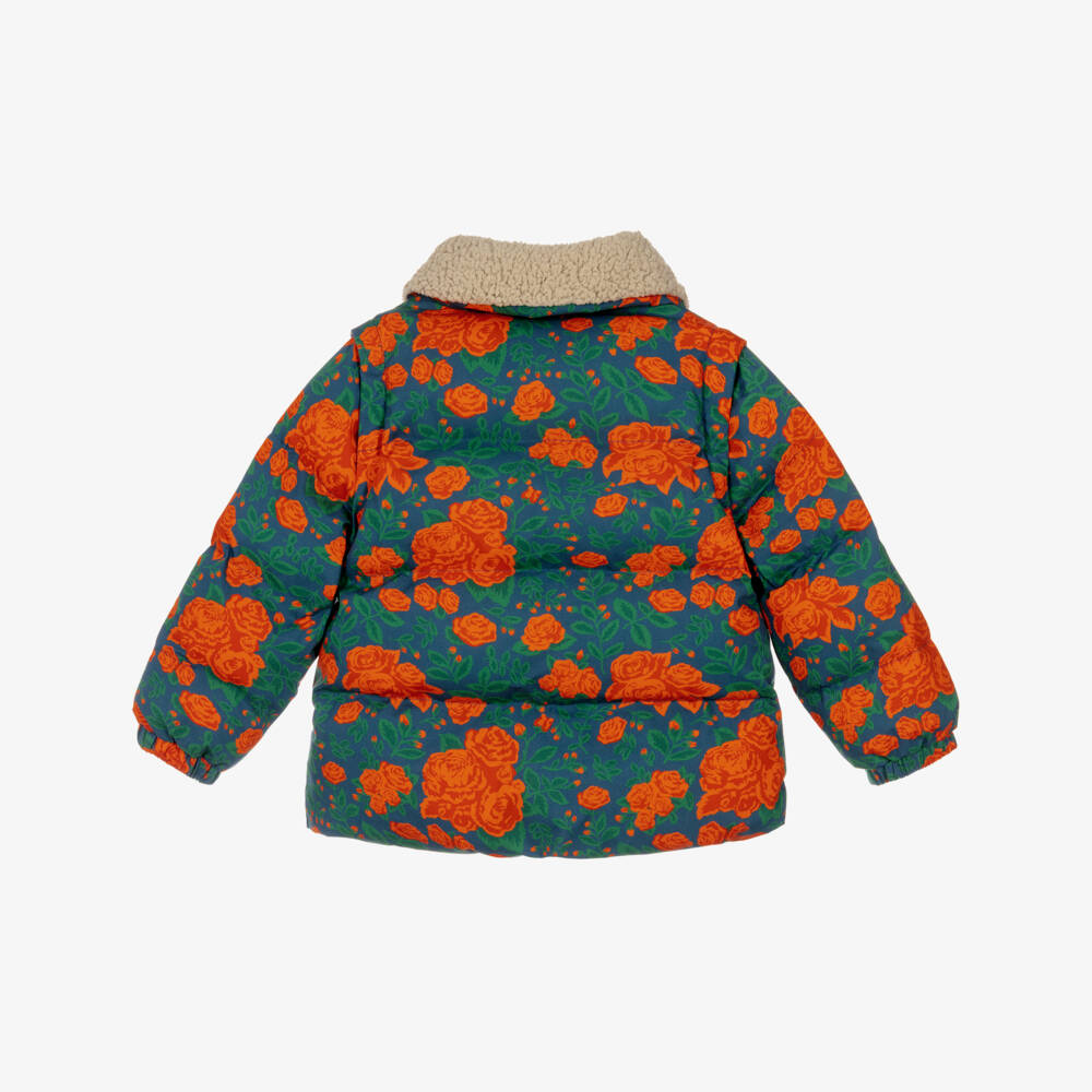 Tinycottons-Girls Orange Rose Print Jacket with Detachable Sleeves | Childrensalon