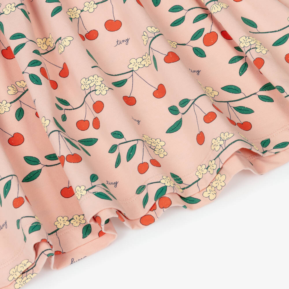 Tinycottons-Girls Pink Cherry Print Organic Cotton Jersey Dress | Childrensalon