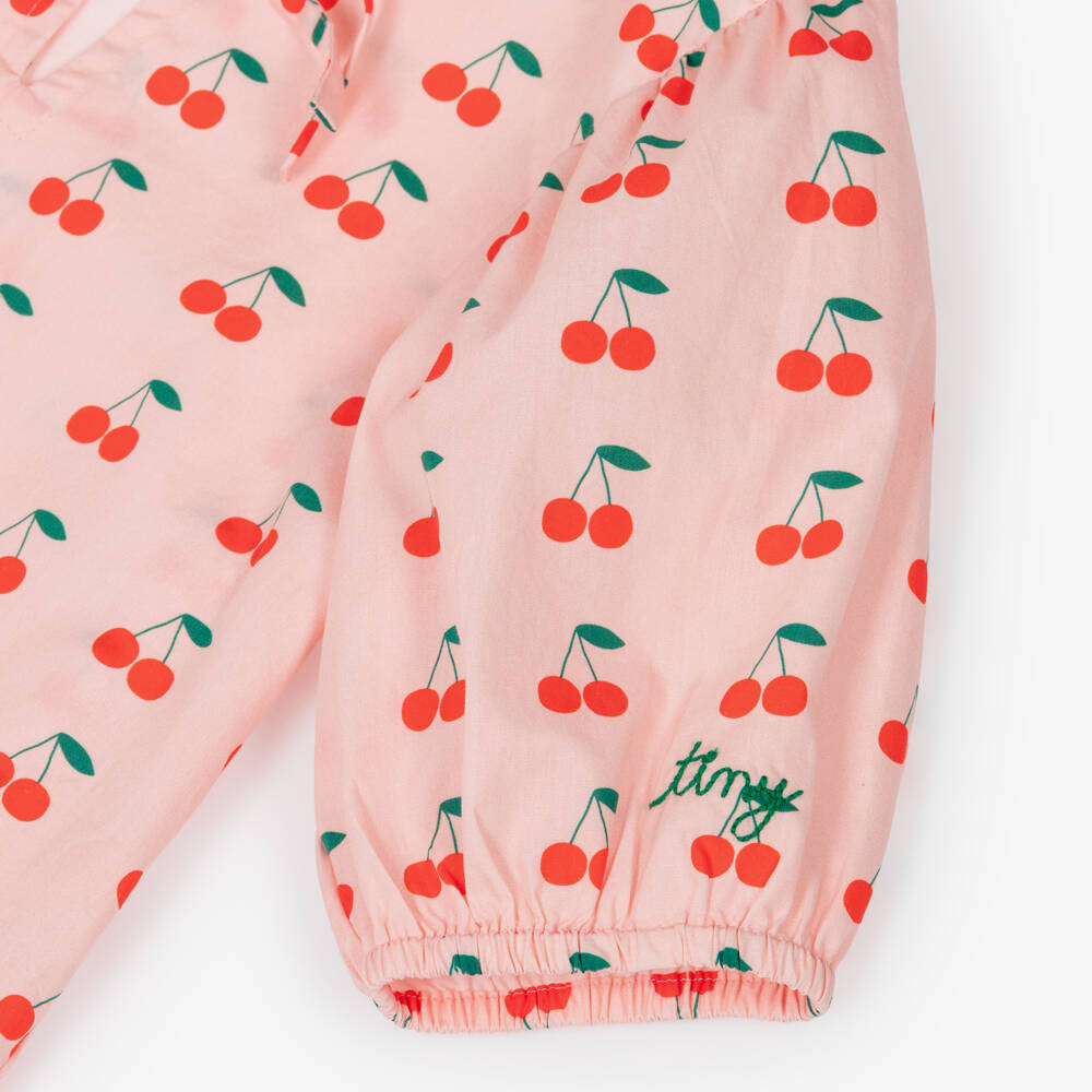 Tinycottons-Girls Pink Cotton Cherry Print Dress | Childrensalon