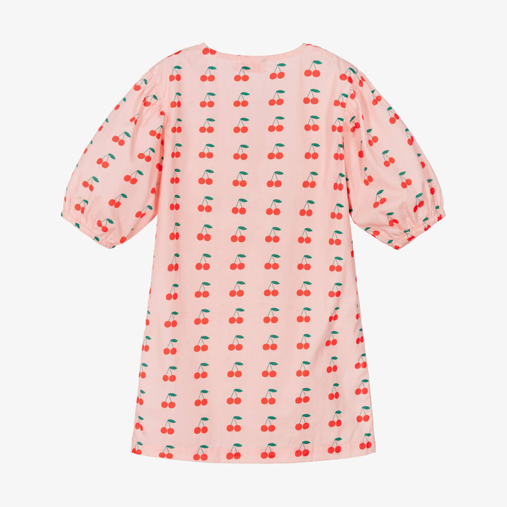 Tinycottons-Girls Pink Cotton Cherry Print Dress | Childrensalon