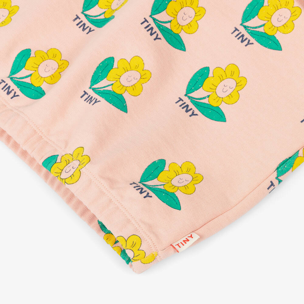 Tinycottons-Свитшот розовый хлопковый Happy Flower с воротником для девочек | Childrensalon