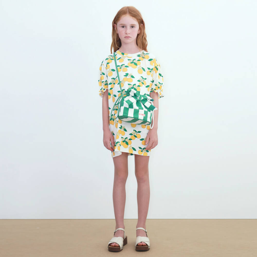 Tinycottons-Girls White Cotton Jersey Orange Print Dress | Childrensalon