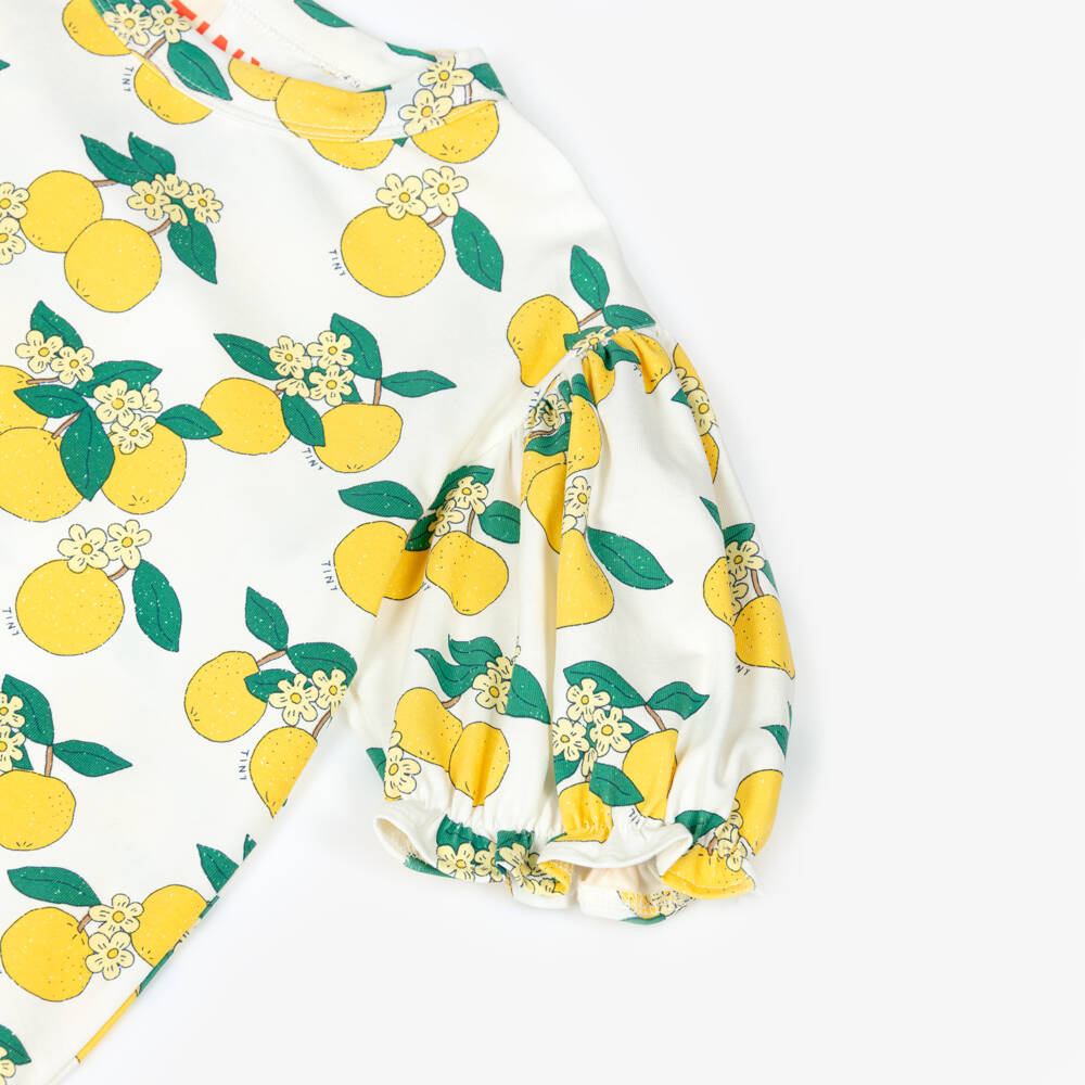 Tinycottons-Girls White Cotton Jersey Orange Print Dress | Childrensalon