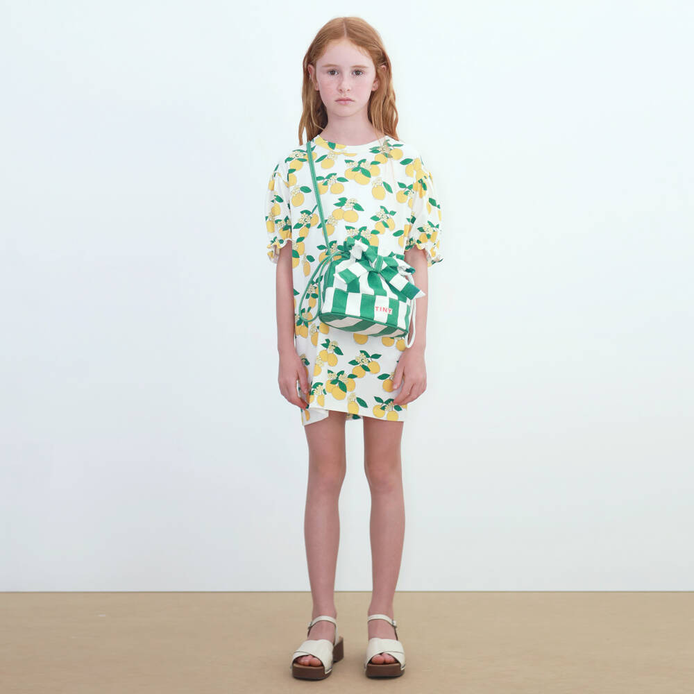 Tinycottons-Girls White Cotton Jersey Orange Print Dress | Childrensalon