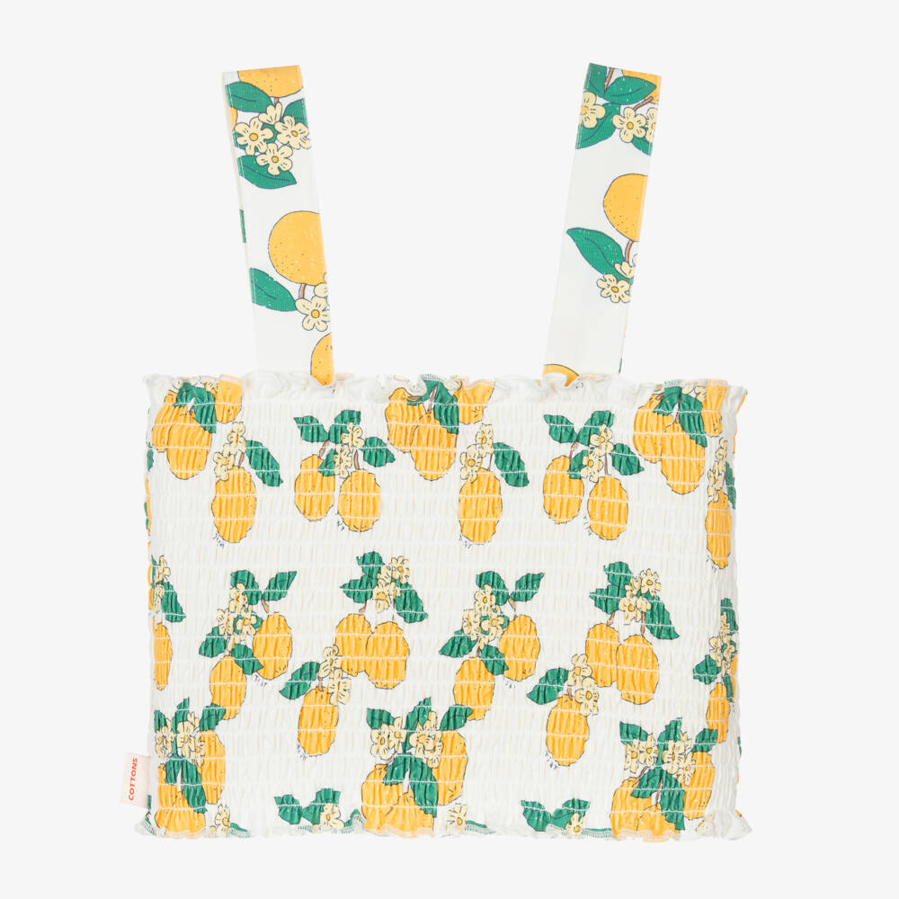 Tinycottons-توب قطن بطبعة برتقال لون أبيض للبنات | Childrensalon