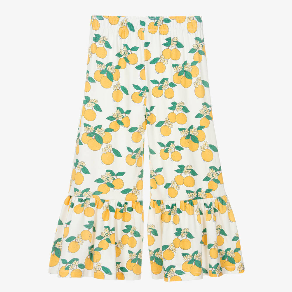 Tinycottons-بنطلون قطن جيرسي بطبعة برتقال لون أبيض للبنات | Childrensalon