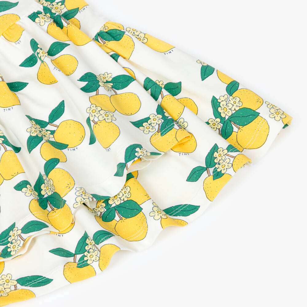 Tinycottons-Girls White Cotton Jersey Orange Print Trousers | Childrensalon