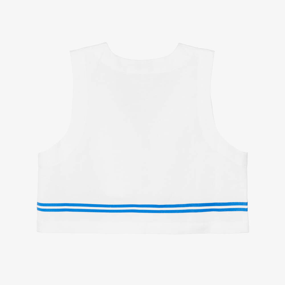 Tinycottons-Girls White Cotton & Linen Tie Front Top | Childrensalon