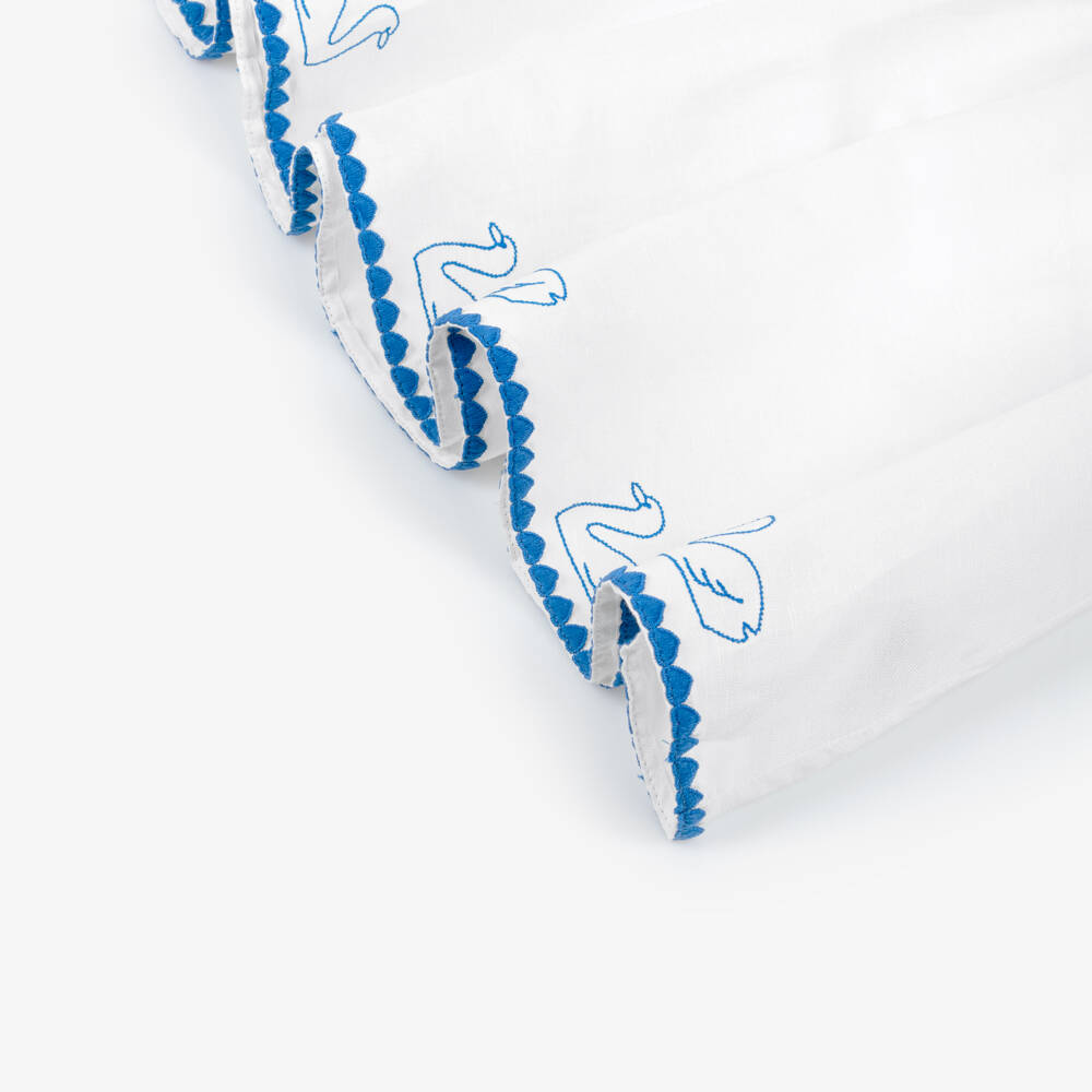 Tinycottons-Girls White Cotton & Linen with Embroidered Swan Hem | Childrensalon