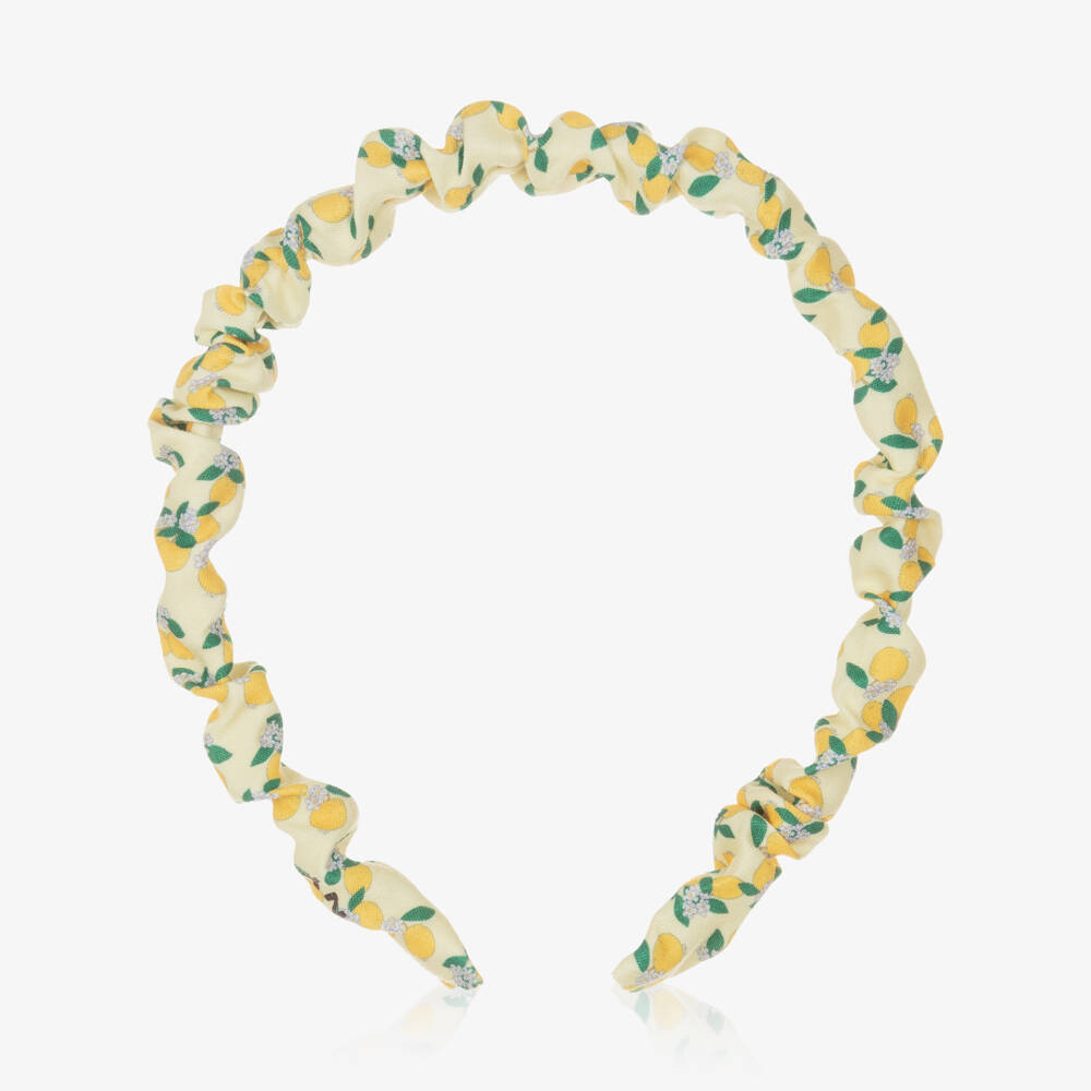 Tinycottons-Girls Yellow Cotton Hairband with Oranges Print | Childrensalon