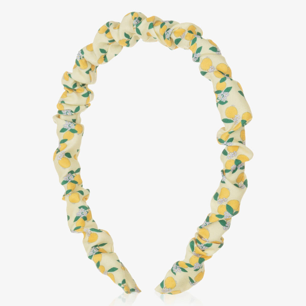 Tinycottons-Girls Yellow Cotton Hairband with Oranges Print | Childrensalon