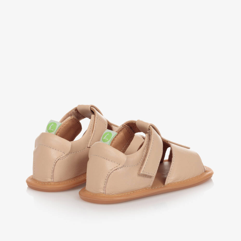 Tip Toey Joey-Baby Girls Pink Leather Sandals With Velcro Strap | Childrensalon