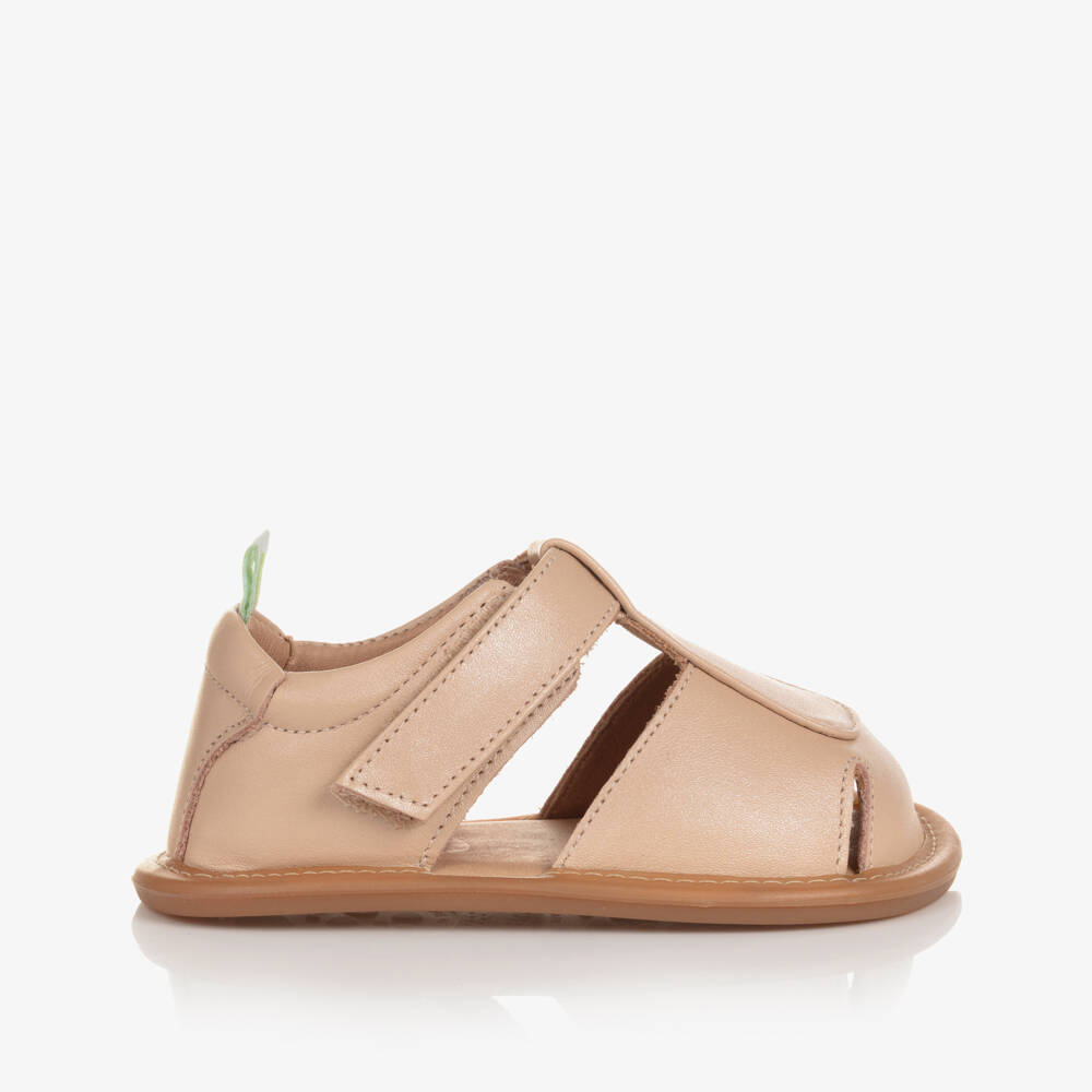 Tip Toey Joey-Baby Girls Pink Leather Sandals With Velcro Strap | Childrensalon
