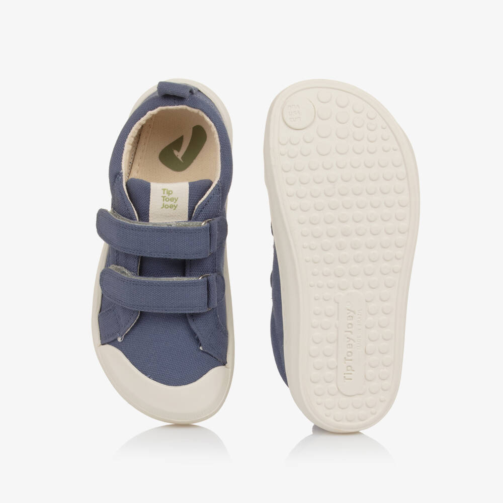 Tip Toey Joey-Blue Canvas Velcro Trainers | Childrensalon