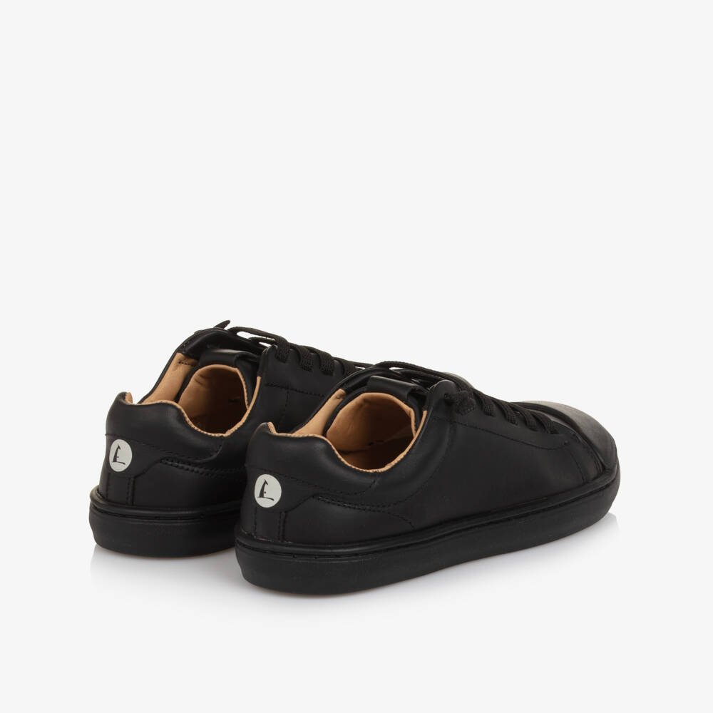 Tip Toey Joey-Кроссовки черные кожаные с эластичными шнурками для мальчиков | Childrensalon